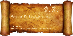 Vavra Krisztián névjegykártya